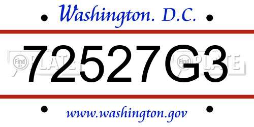 72527G3 District Of Columbia License Plate