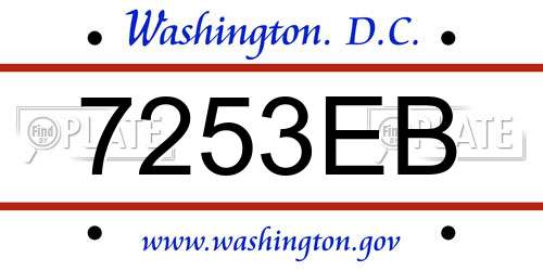 7253EB District Of Columbia License Plate
