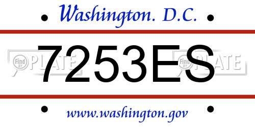 7253ES District Of Columbia License Plate