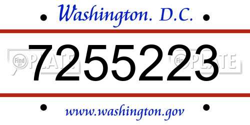 7255223 District Of Columbia License Plate