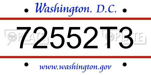 72552T3 District Of Columbia License Plate