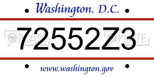 72552Z3 District Of Columbia License Plate