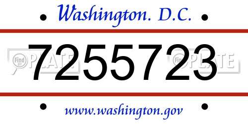7255723 District Of Columbia License Plate