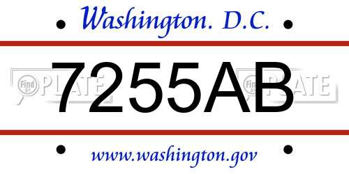 7255AB District Of Columbia License Plate