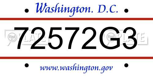 72572G3 District Of Columbia License Plate