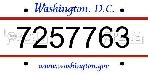 7257763 District Of Columbia License Plate