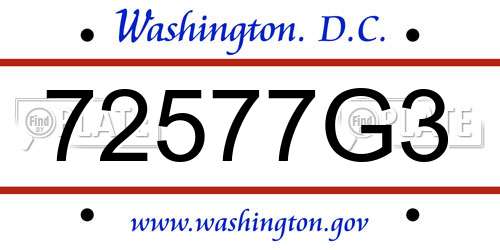 72577G3 District Of Columbia License Plate