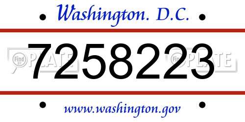 7258223 District Of Columbia License Plate