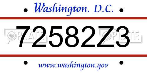 72582Z3 District Of Columbia License Plate