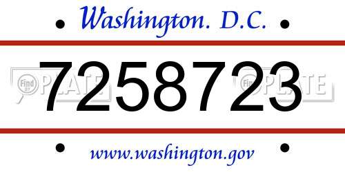 7258723 District Of Columbia License Plate