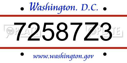 72587Z3 District Of Columbia License Plate
