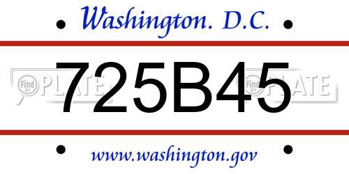 725B45 District Of Columbia License Plate