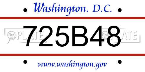 725B48 District Of Columbia License Plate