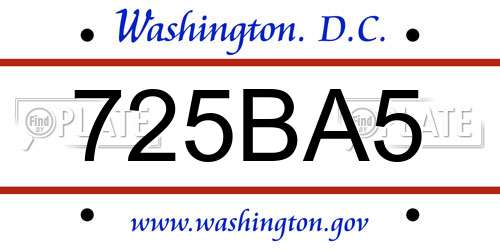 725BA5 District Of Columbia License Plate