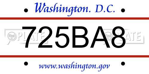 725BA8 District Of Columbia License Plate