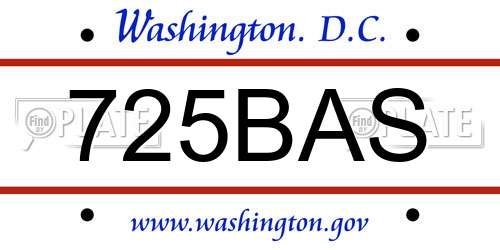725BAS District Of Columbia License Plate