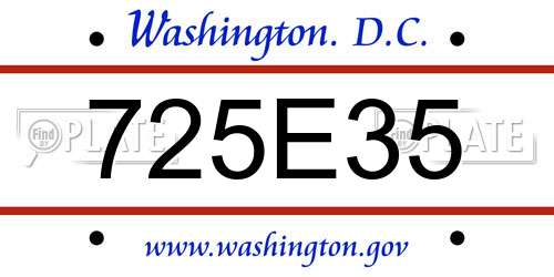 725E35 District Of Columbia License Plate