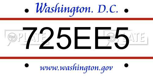 725EE5 District Of Columbia License Plate