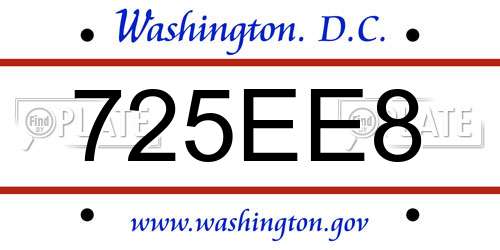 725EE8 District Of Columbia License Plate