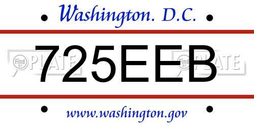 725EEB District Of Columbia License Plate