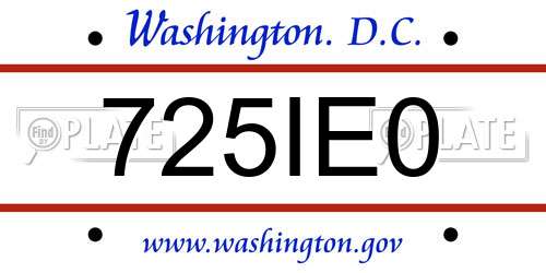 725IE0 District Of Columbia License Plate
