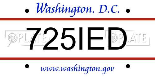 725IED District Of Columbia License Plate
