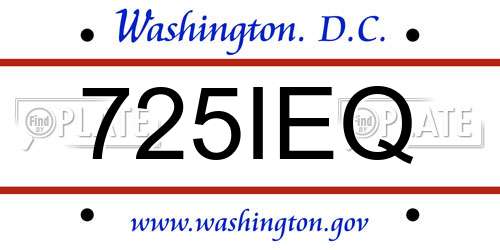 725IEQ District Of Columbia License Plate