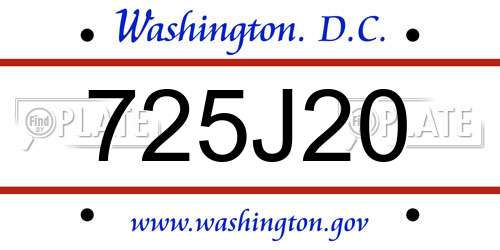 725J20 District Of Columbia License Plate