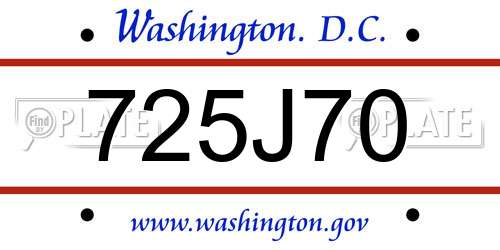 725J70 District Of Columbia License Plate