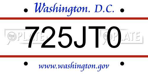 725JT0 District Of Columbia License Plate