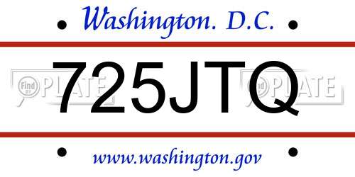 725JTQ District Of Columbia License Plate