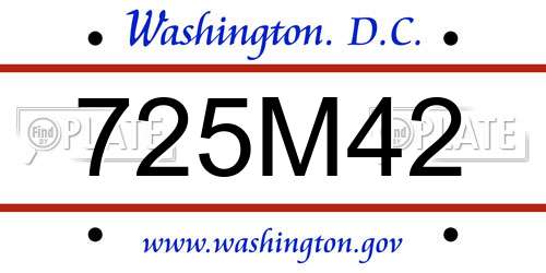 725M42 District Of Columbia License Plate