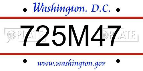 725M47 District Of Columbia License Plate