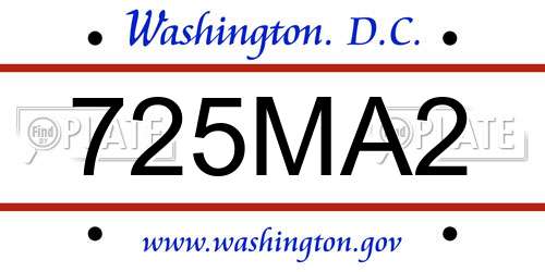 725MA2 District Of Columbia License Plate