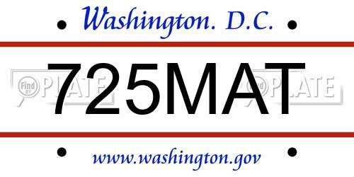 725MAT District Of Columbia License Plate