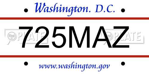 725MAZ District Of Columbia License Plate
