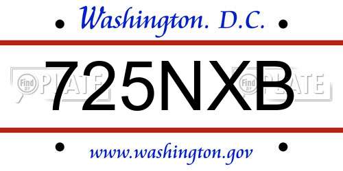 725NXB District Of Columbia License Plate