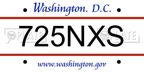 725NXS District Of Columbia License Plate