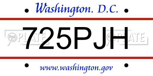 725PJH District Of Columbia License Plate