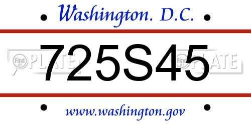 725S45 District Of Columbia License Plate
