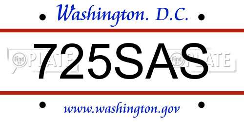 725SAS District Of Columbia License Plate