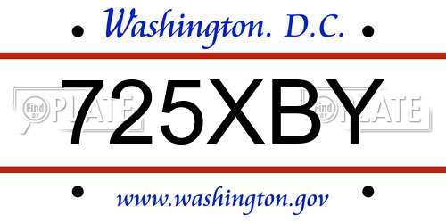 725XBY District Of Columbia License Plate