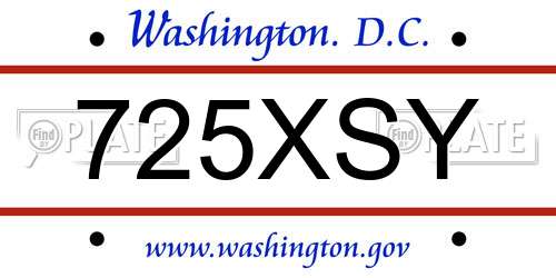 725XSY District Of Columbia License Plate