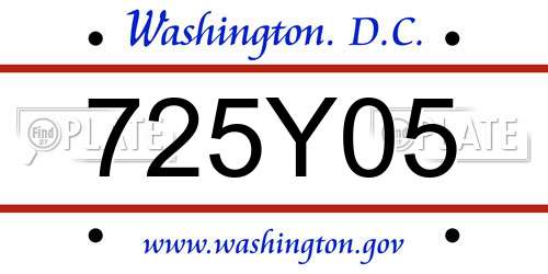 725Y05 District Of Columbia License Plate