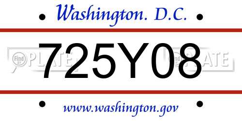 725Y08 District Of Columbia License Plate