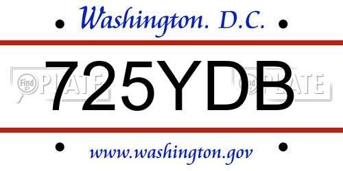 725YDB District Of Columbia License Plate