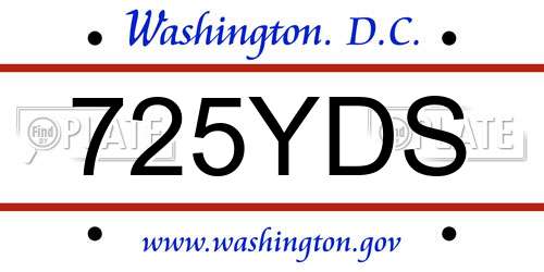 725YDS District Of Columbia License Plate