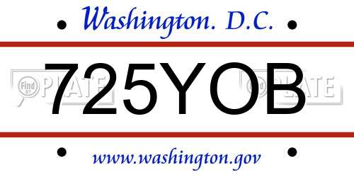 725YOB District Of Columbia License Plate