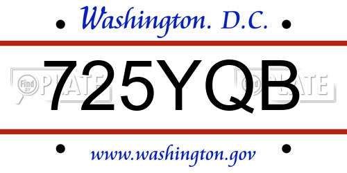 725YQB District Of Columbia License Plate