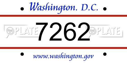 7262 District Of Columbia License Plate